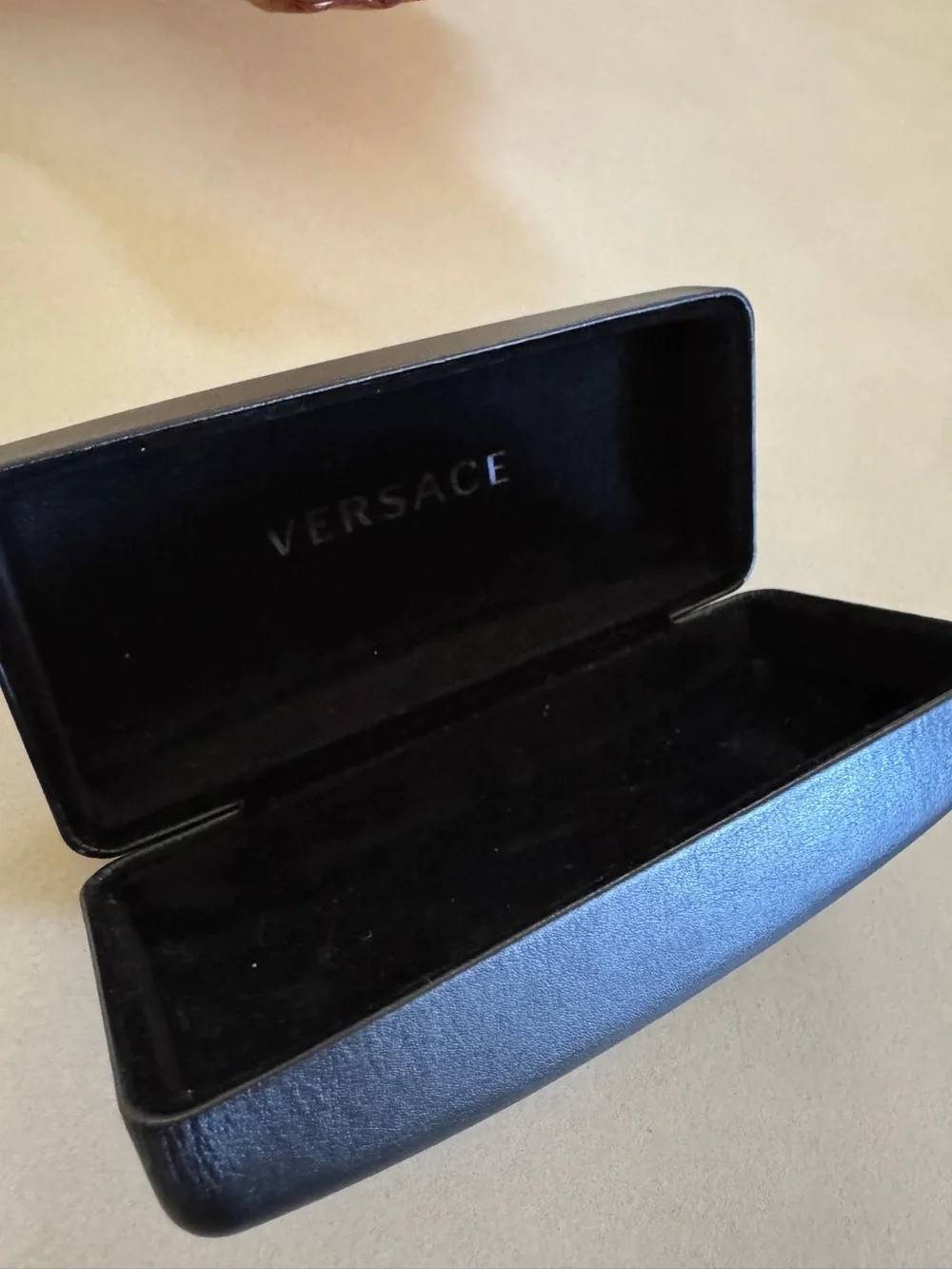 Versace Black Sunglasses Case with Gold Logo Print